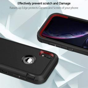 img 1 attached to Jiunai Heavy Duty Drop Protection Dual Layer Shockproof Bumper iPhone XR Case - Rugged Cover Compatible with iPhone XR 2018 6.1'' (Black)