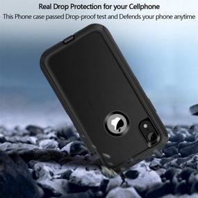 img 3 attached to Jiunai Heavy Duty Drop Protection Dual Layer Shockproof Bumper iPhone XR Case - Rugged Cover Compatible with iPhone XR 2018 6.1'' (Black)