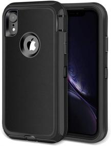 img 4 attached to Jiunai Heavy Duty Drop Protection Dual Layer Shockproof Bumper iPhone XR Case - Rugged Cover Compatible with iPhone XR 2018 6.1'' (Black)