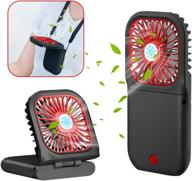 3-speed rechargeable handheld fan: portable neck and desk fan, 🌬️ powerful usb mini fan for travel, home, office, queue - black логотип
