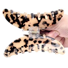 img 2 attached to 🍌 Aileam Big Hair Claw Clips 4.5 Inch Tortoise Shell Hair Clips Banana for Women Girls Thin Hair French Design Celluloid Leopard Print Strong Hold Hair Clips for Thick Hair, 2 Color Options (2 Packs)