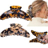 🍌 aileam big hair claw clips 4.5 inch tortoise shell hair clips banana for women girls thin hair french design celluloid leopard print strong hold hair clips for thick hair, 2 color options (2 packs) logo