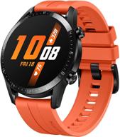 🕐 huawei watch gt 2 2019 bluetooth smartwatch - enhanced battery life up to 2 weeks, water-resistant, iphone & android compatible, 46mm (sunset orange) - international version, no warranty logo