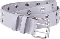 👩 moonsix leather women's double grommet belt - stylish accessories for women logo