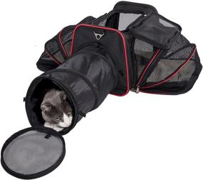 img 1 attached to Pet Peppy Expandable Cat and Small Dog Carrier - Double the Space for Pets - Ultimate Travel Bag - Airline Approved, with Tunnel