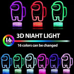 img 3 attached to 🌟 ERYEE 3D Among Us Illusion LED Night Light - 16 Colors Touch Switch Table Lamp for Christmas Birthday Gift, Home Decorations, and Kids' Toy - USB Cable Included