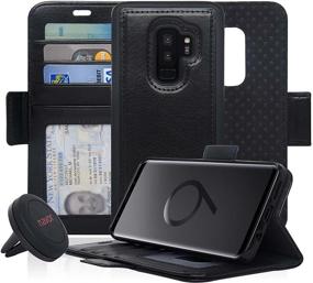 img 4 attached to 📱 Navor Vajio Series Universal Car Mount & Detachable Magnetic Wallet Case with RFID Protection for Samsung Galaxy S9 Plus - Black