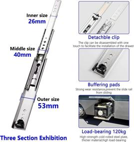 img 3 attached to 📦 AOLISHENG Industrial Drawer Slides - Heavy Duty 20 Inch, 250 lb Load Capacity, Full Extension Ball Bearing Drawer Runners, 3 Section Drawer Slide Rails, Side Mount 1-Pair