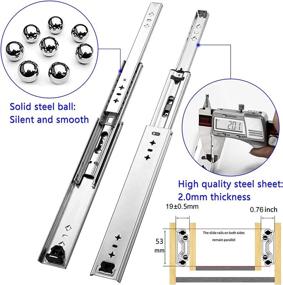 img 2 attached to 📦 AOLISHENG Industrial Drawer Slides - Heavy Duty 20 Inch, 250 lb Load Capacity, Full Extension Ball Bearing Drawer Runners, 3 Section Drawer Slide Rails, Side Mount 1-Pair