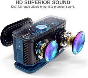 img 3 attached to 🔊 Портативная беспроводная колонка DOSS SoundBox Plus - 16 Вт HD звук, глубокие басы, беспроводное стерео-подключение, 20 часов проигрывания для дома, улицы, путешествий - голубая