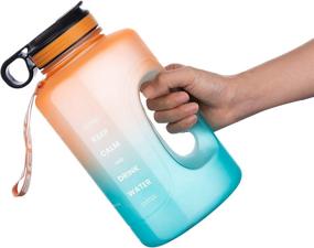 img 4 attached to BEEK Large Motivational Water Bottle with Time Marker & Straw - 0.5 Gallon/64 oz Leakproof Water Jug for Fitness - Purple/Blue Gradient