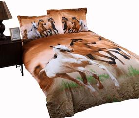 img 4 attached to 🐎 Wowelife Galloping Horse Bedding Sets Full - 4-Piece Polyester 3D Horse Sheets with Duvet Cover, Bed Sheet & Pillow Cases
