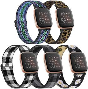 img 4 attached to 👍 WNIPH Adjustable Elastic Watch Bands: Premium Fitbit Versa/Versa Special Edition/Versa 2/Versa Lite Stretchy Nylon Strap Sports Loop Replacement Wristband - Perfect for Women and Men