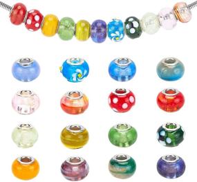 img 3 attached to 🔮 PH PandaHall 100pcs Mixed Color Handmade Lampwork Glass European Beads with Double Cores, Large Hole Rondelle Beads for DIY Charm Bracelet Jewelry Making, Hole: 5mm