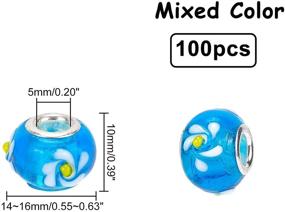 img 2 attached to 🔮 PH PandaHall 100pcs Mixed Color Handmade Lampwork Glass European Beads with Double Cores, Large Hole Rondelle Beads for DIY Charm Bracelet Jewelry Making, Hole: 5mm