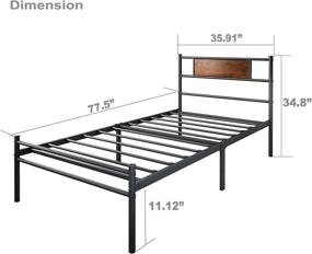 img 3 attached to 💪 Modern Heavy Duty Twin Bed Frame with Headboard - SAMTRA 13 inch Metal Single Bed-Frame Twin-Size Platform, No Box Spring Needed, Easy Assembly Black