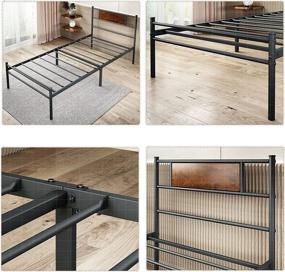 img 2 attached to 💪 Modern Heavy Duty Twin Bed Frame with Headboard - SAMTRA 13 inch Metal Single Bed-Frame Twin-Size Platform, No Box Spring Needed, Easy Assembly Black