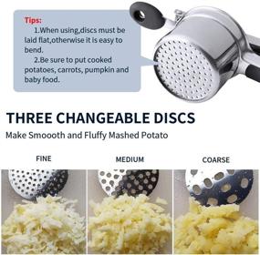 img 1 attached to 🥔 Stainless Steel Potato Ricer with 3 Interchangeable Discs - Creates Smooth Mashed Potatoes, Spaetzle Press, Potato Squeezer, Passatelli Maker - Kitchen Tool for Effortless Mashing