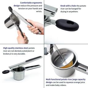 img 2 attached to 🥔 Stainless Steel Potato Ricer with 3 Interchangeable Discs - Creates Smooth Mashed Potatoes, Spaetzle Press, Potato Squeezer, Passatelli Maker - Kitchen Tool for Effortless Mashing