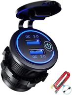 waterproof quick charge 3.0 dual usb charger socket: fast car charger kit with touch switch (blue) logo