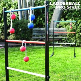 img 1 attached to 🎯 Maranda Enterprises Ladder Ball Pro Steel Toss Game Set - 6 Soft Rubber Bolas Balls, Travel Carrying Case - Black, Blue, Red, White (MELBP1A-LBPBK)