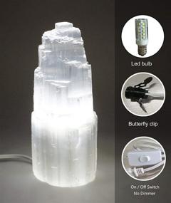 img 3 attached to 🔮 AMOYSTONE 8-inch Natural Selenite Crystal Lamp with White Gemstones, Skyscraper Tower Design for Healing Lights, 3-4lbs, Including LED Bulb and Switch