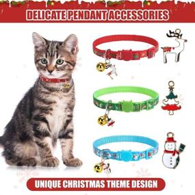 img 1 attached to 🎄 KOOLTAIL 3 Pack Christmas Cat Collars with Pendant - Glow in The Dark Golden Bell Patterns for Small Dogs and Cats