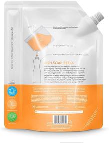 img 3 attached to 🍊 Method Liquid Dish Soap Refill, Plant-Based Dishwashing Liquid, Tough Grease Cleaner, Clementine Scent, 1.06 Liter Bags, 2 Pack: Get Sparkling Clean Dishes!