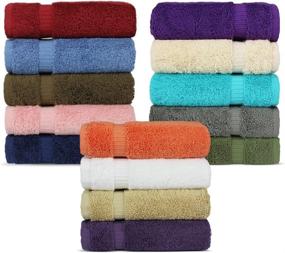 img 2 attached to 🧼 Chakir Turkish Linens 100% Turkish Cotton Luxury Hotel & Spa Washcloth Set - Set of 12, Multicolor: Premium Quality Collection for Ultimate Comfort and Style