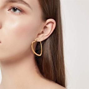 img 2 attached to 🔷 Milacolato 6Pairs Stainless Steel Geometric Hoop Earrings Set for Women Girls - Lightweight Thin Square Heart Earrings Collection