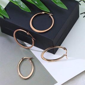 img 1 attached to 🔷 Milacolato 6Pairs Stainless Steel Geometric Hoop Earrings Set for Women Girls - Lightweight Thin Square Heart Earrings Collection