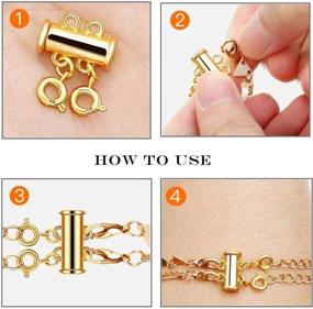 img 1 attached to 🔒 Pandahall 4 Sets Brass Magnetic Slide Lock Clasps, 4/6 Holes Tube Clasp with Jump Rings & Spring Ring Clasps Connectors for Jewelry Making, Gold & Platinum Color, 0.6/0.8 Inch