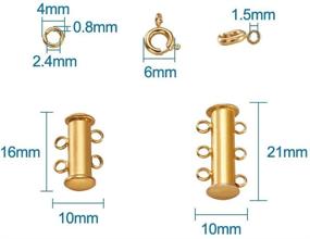 img 2 attached to 🔒 Pandahall 4 Sets Brass Magnetic Slide Lock Clasps, 4/6 Holes Tube Clasp with Jump Rings & Spring Ring Clasps Connectors for Jewelry Making, Gold & Platinum Color, 0.6/0.8 Inch