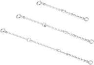 sllaiss 925 sterling silver set: 3-piece necklace, bracelet, and anklet extender chain for adjustable lengths of 2", 3", and 4 logo