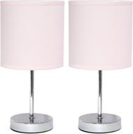 💡 simple designs lt2007-bpk-2pk chrome table lamp set, blush pink fabric shade, 2 pack, 2 count logo