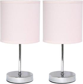 img 4 attached to 💡 Simple Designs LT2007-BPK-2PK Chrome Table Lamp Set, Blush Pink Fabric Shade, 2 Pack, 2 Count