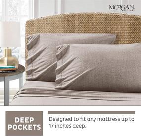 img 1 attached to 👕 Cotton Rich T-Shirt Soft Heather Jersey Knit Sheet Set - All-Season Bed Sheets, Warm and Cozy by Morgan Home (Queen, Heather Taupe)