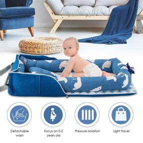 img 3 attached to 👶 Oenbopo Baby Lounger: Cotton Breathable Baby Bassinet for Cuddling, Lounging, Co-Sleeping, Napping, and Travel - Portable Sleeping Baby Bed