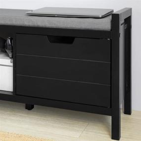 img 2 attached to 👠 Black Shoe Bench with Seat Cushion - Haotian FSR63-SCH Shoe Rack and Cabinet for Hallway Storage