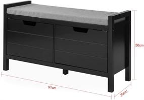 img 1 attached to 👠 Black Shoe Bench with Seat Cushion - Haotian FSR63-SCH Shoe Rack and Cabinet for Hallway Storage