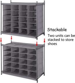 img 2 attached to 👠 20-Cube Stackable Shoe Cubby Organizer by STORAGE MANIAC - Free Standing Shoe Cube Rack for Entryway, Bedroom, Apartment, Closet - Gray