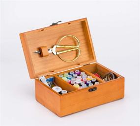 img 4 attached to 🧵 A.Dinsenen Wooden Sewing Basket: The Ultimate Sewing Kit and Accessories Set