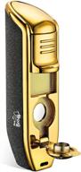 🔥 pocket size ergonomic grip mrs. brog cigar triple flame torch lighter with built-in cigar punch – 3 adjustable windproof jet flames – accessory cutter and gift (butane gas not included) logo