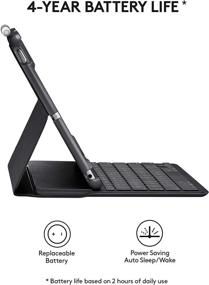 img 2 attached to 🔌 Logitech Slim Folio with Bluetooth Keyboard for iPad 5th & 6th Gen - Black (Integration Included)