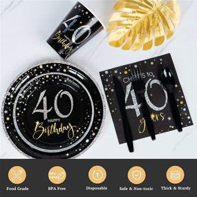 img 1 attached to 🎉 "Набор для вечеринки Decorlife 40-й день рождения на 24 человека - Тарелки, салфетки, стаканы, столовые приборы включены – Всего 192 шт. – Идеально подходит для празднования дня рождения мужчин или женщин