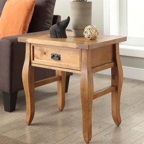 img 2 attached to 🪑 Linon 76057ANT01U Antique Finish Santa Fe End Table: Brown Brown End - Stylish 17.99"D x 24.02"W x 24.02"H Furniture Piece