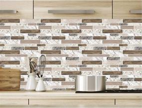 img 2 attached to 🍽️ Transform Your Kitchen with LONGKING Self-Adhesive Kitchen Backsplash: Stunning Marble Look Decorative Tiles (10 Tiles) (Multi)