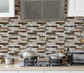 img 3 attached to 🍽️ Transform Your Kitchen with LONGKING Self-Adhesive Kitchen Backsplash: Stunning Marble Look Decorative Tiles (10 Tiles) (Multi)