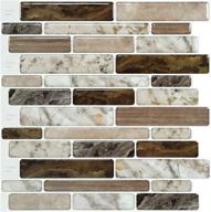 🍽️ transform your kitchen with longking self-adhesive kitchen backsplash: stunning marble look decorative tiles (10 tiles) (multi) logo