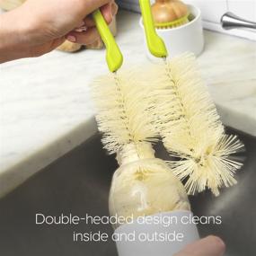 img 1 attached to Efficient and Versatile Full Circle Reach Double-Sided Bottle Cleaning Brush in Green